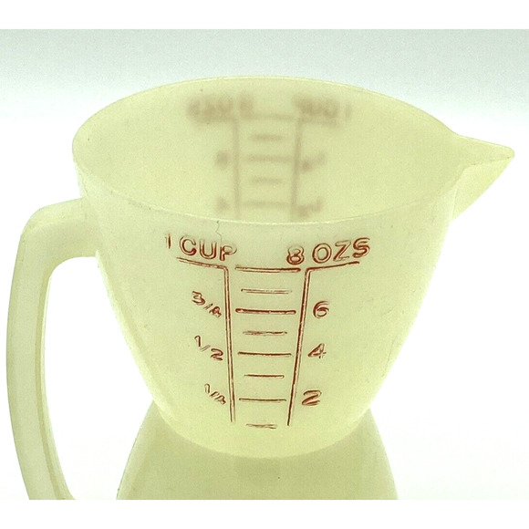 Vintage Tupperware Double Cup Measuring cup Plastic red lettering Dry Wet - Picture 5 of 8